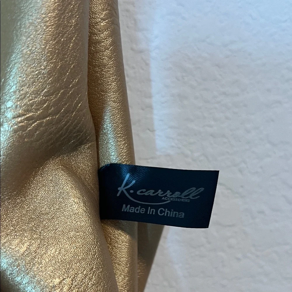 K. Carroll Chic Gold & Brown Reversible Tote Bag Bow & Pouch RFID NWT - Picture 6 of 7